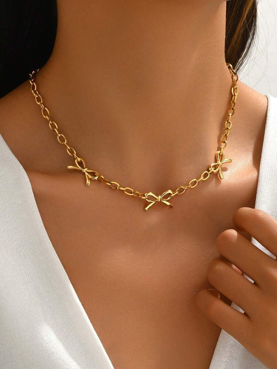 Gold Bow Necklace | Waterproof & 18K Pendant