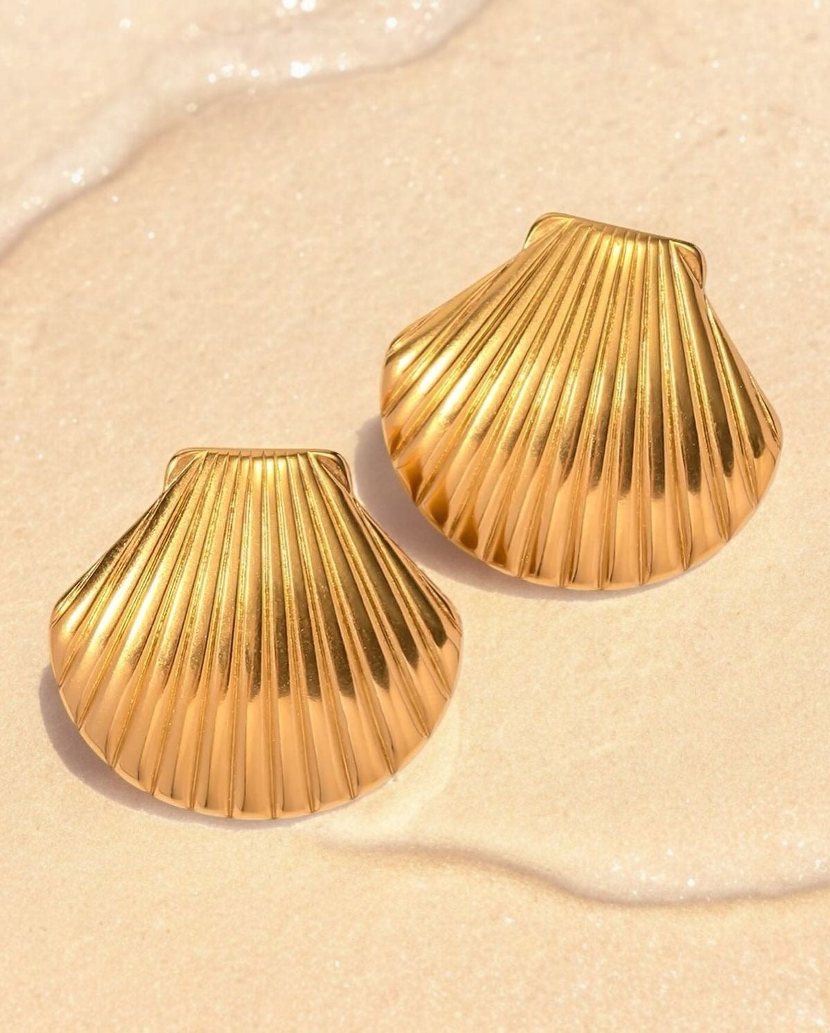 Gold Seashell Earrings – 18K Plated