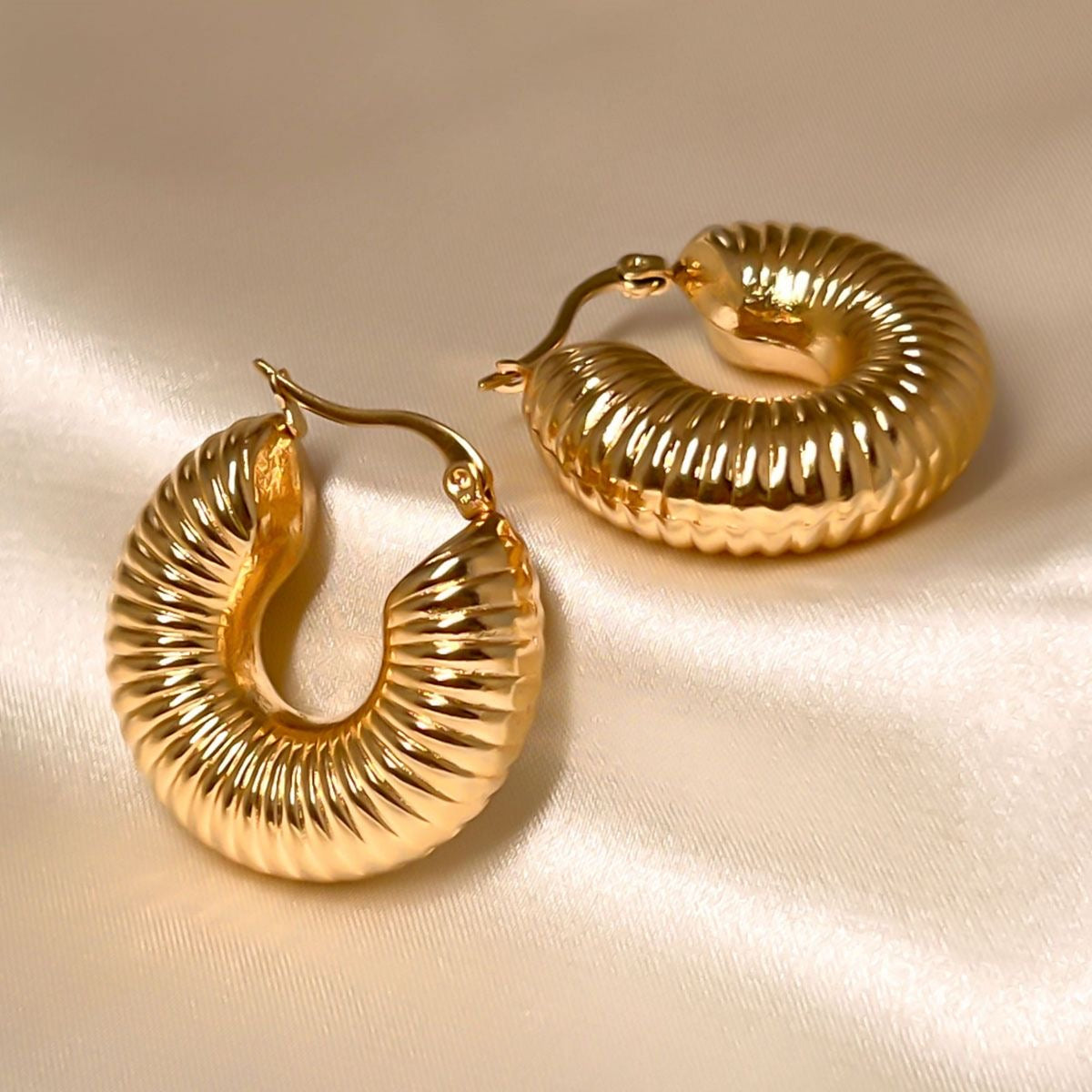 Textured Dome Hoops – Vintage Gold Style