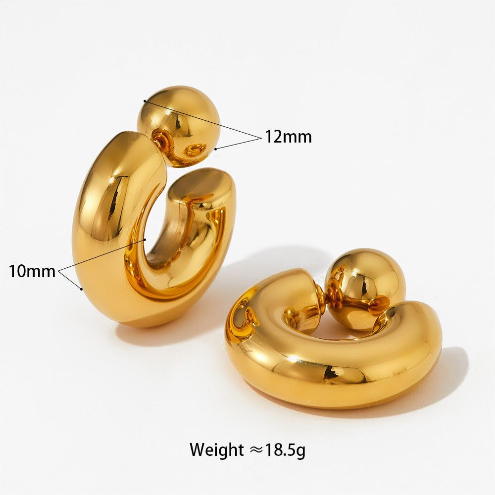 Soléa Reversible C-Hoop Earrings – Gold Boho Style