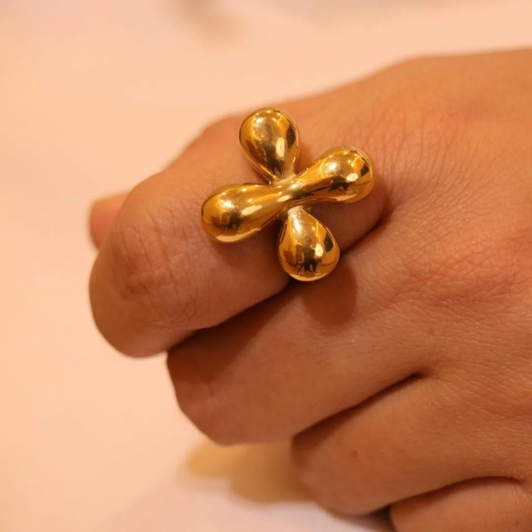 Bubble Clover Gold-Plated Ring