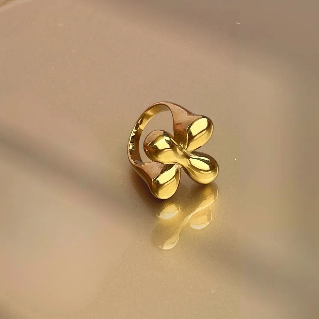 Bubble Clover Gold-Plated Ring