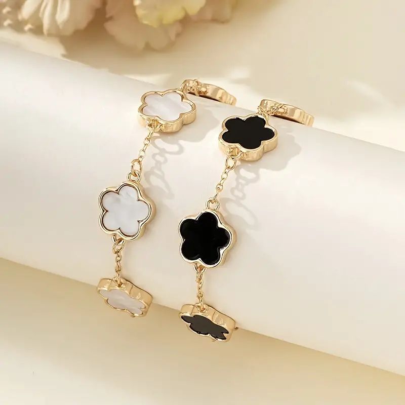 Clover Gold-Plated Bracelet | Pearl White