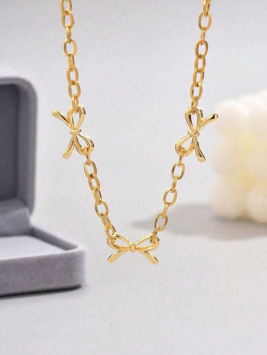 Gold Bow Necklace | Waterproof & 18K Pendant