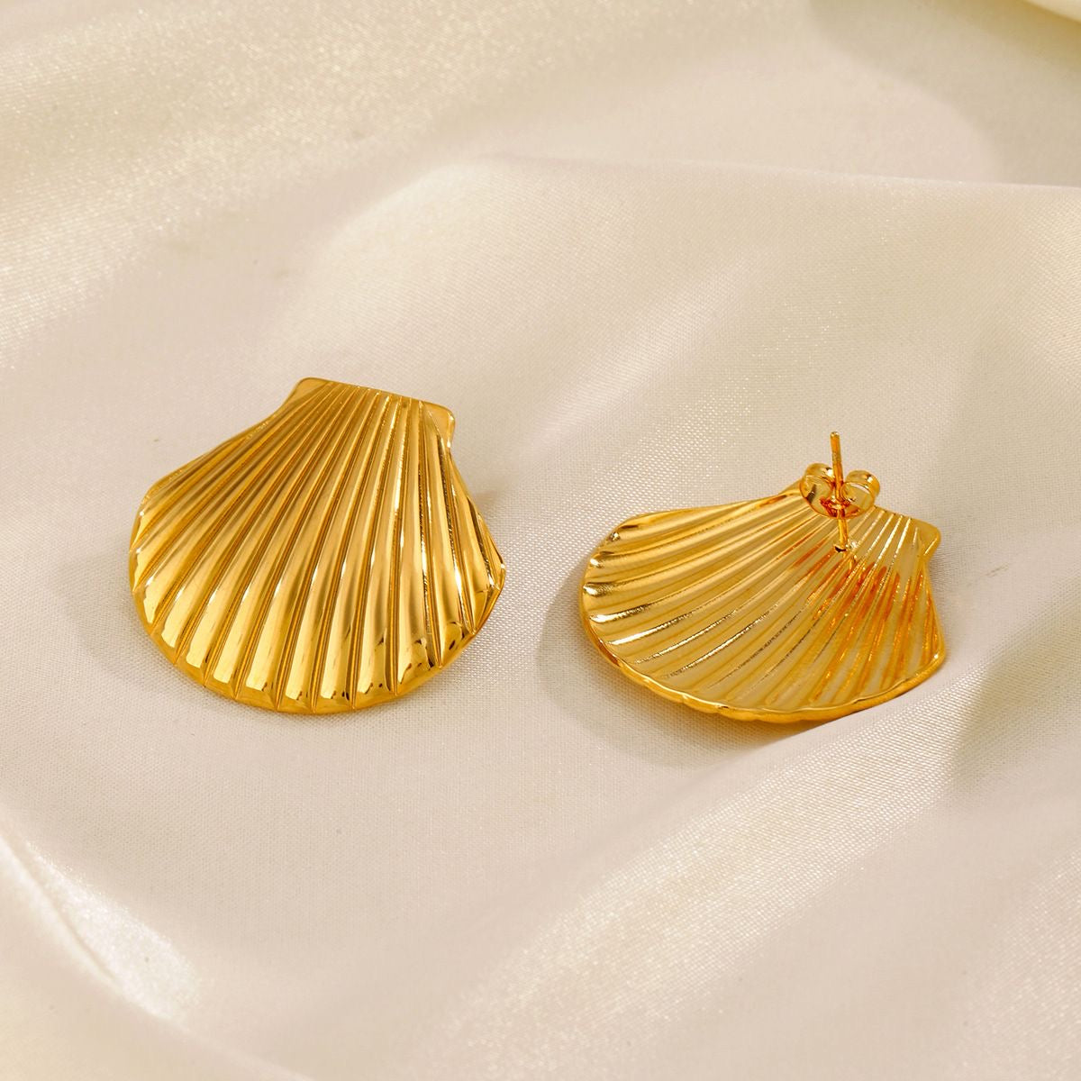 Gold Seashell Earrings – 18K Plated