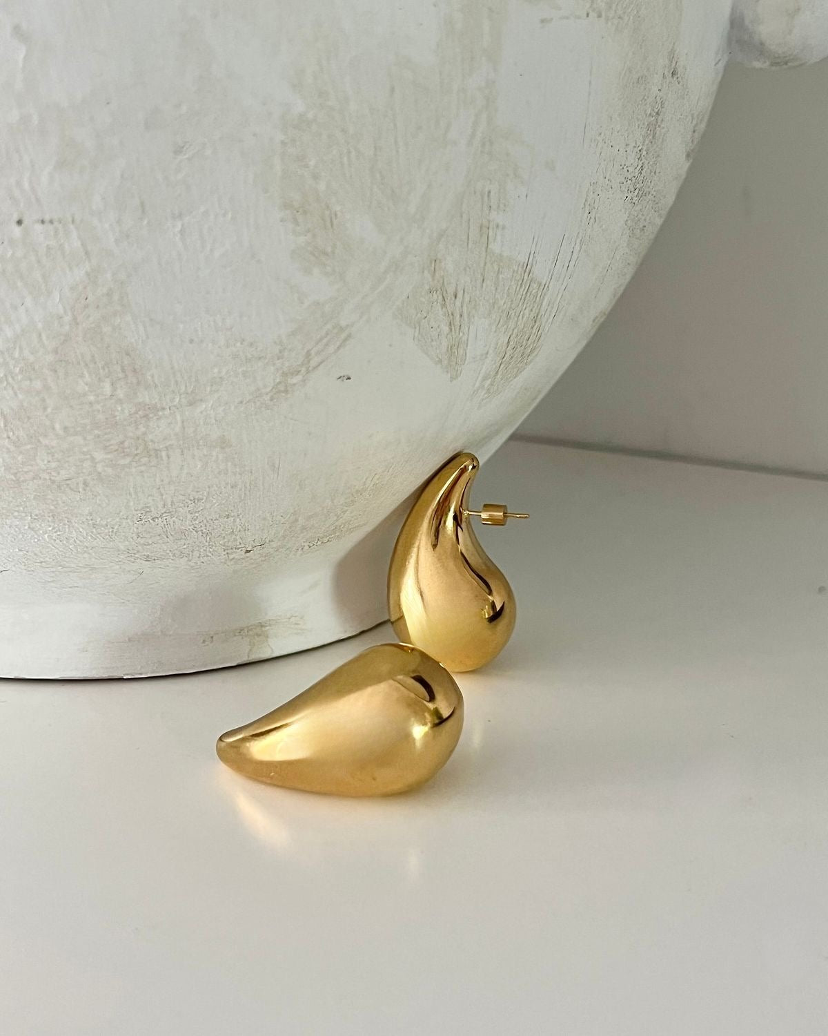 Teardrop Chunky Earrings - Gold Statement Style