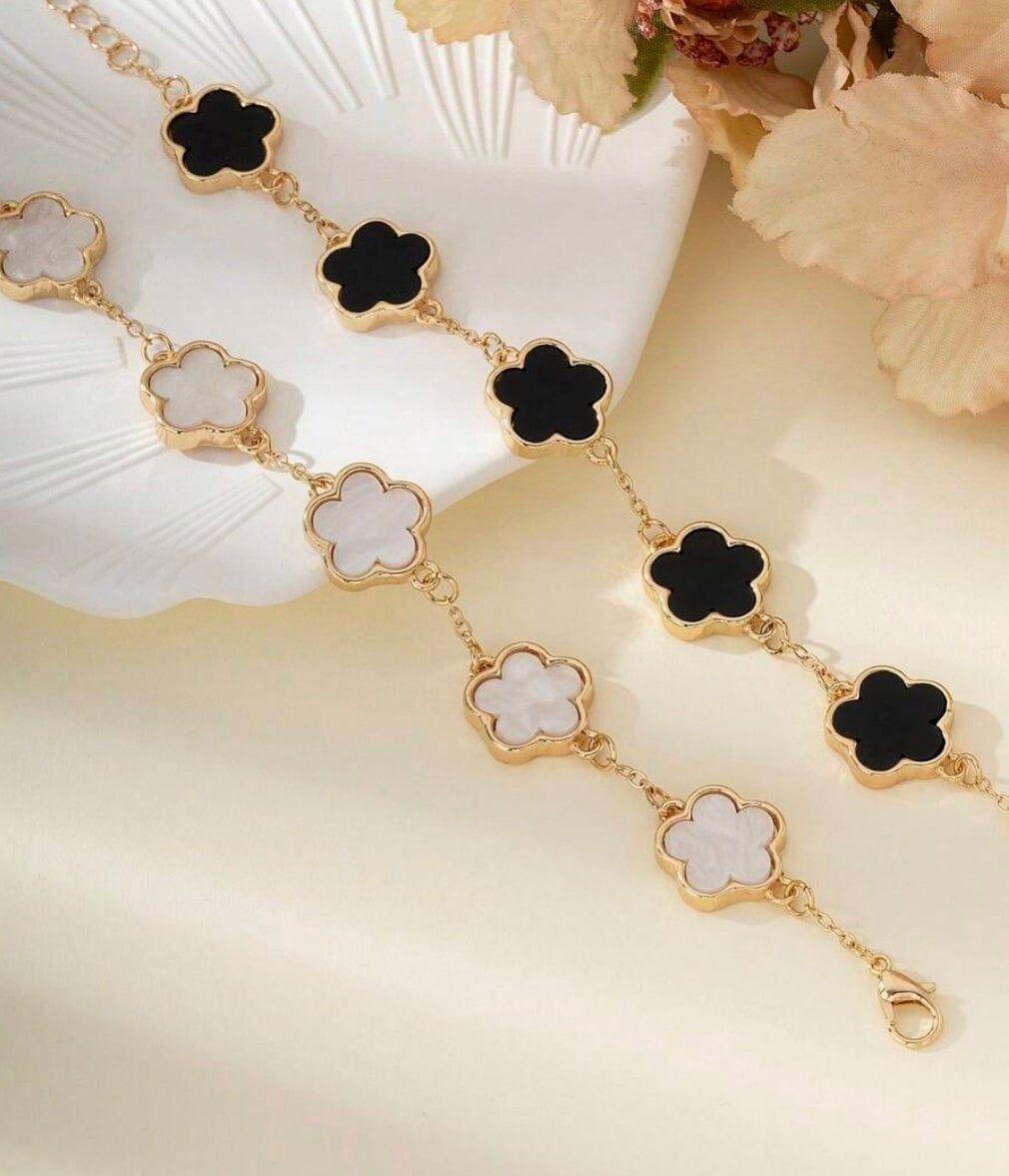 Clover Gold-Plated Bracelet | Pearl White