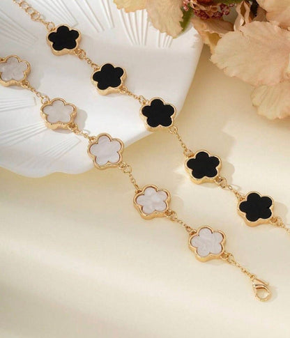 Clover Gold-Plated Bracelet | Pearl White