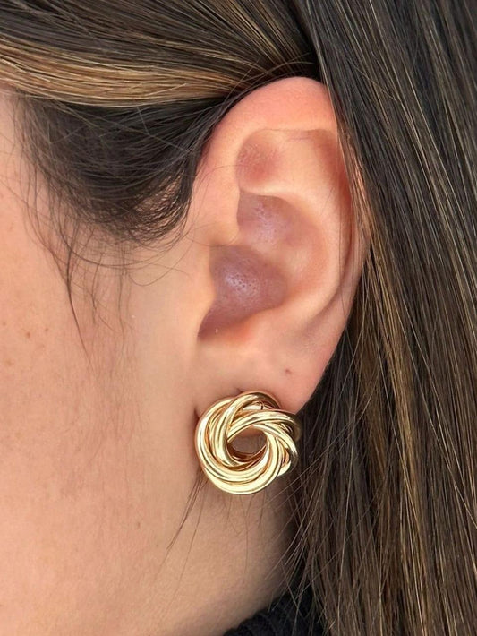 Round Twist Gold-Plated Earrings