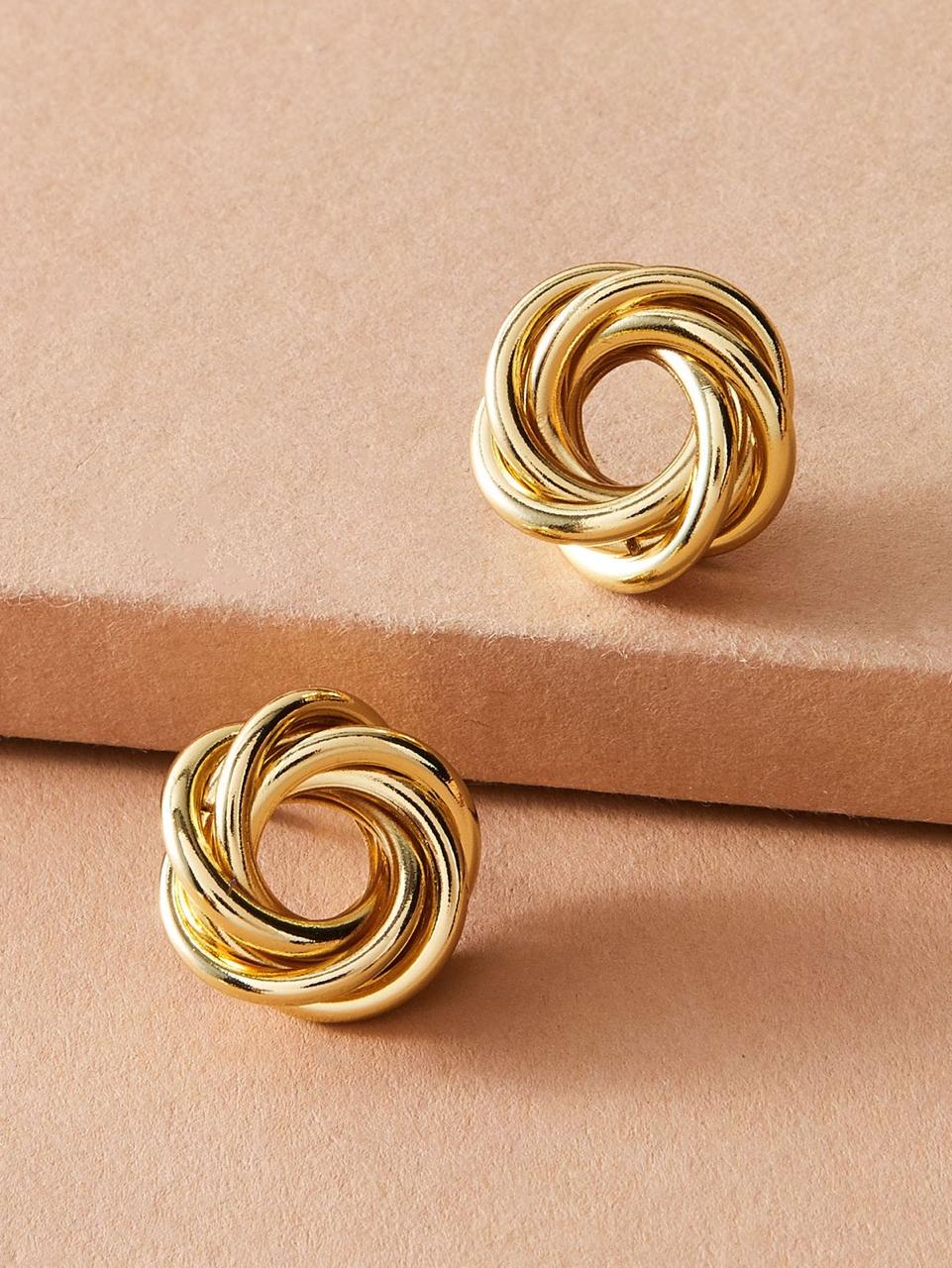 Round Twist Gold-Plated Earrings