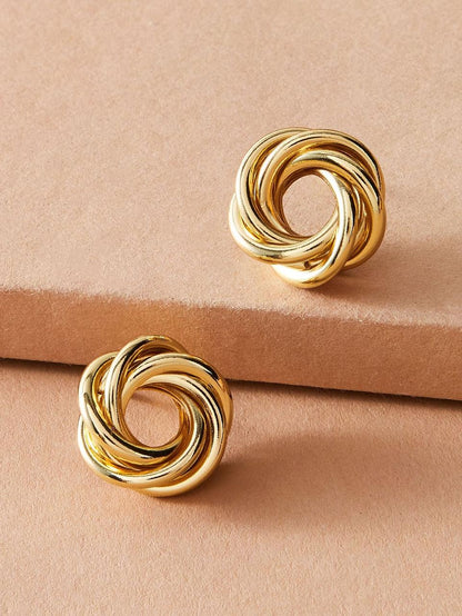 Round Twist Gold-Plated Earrings