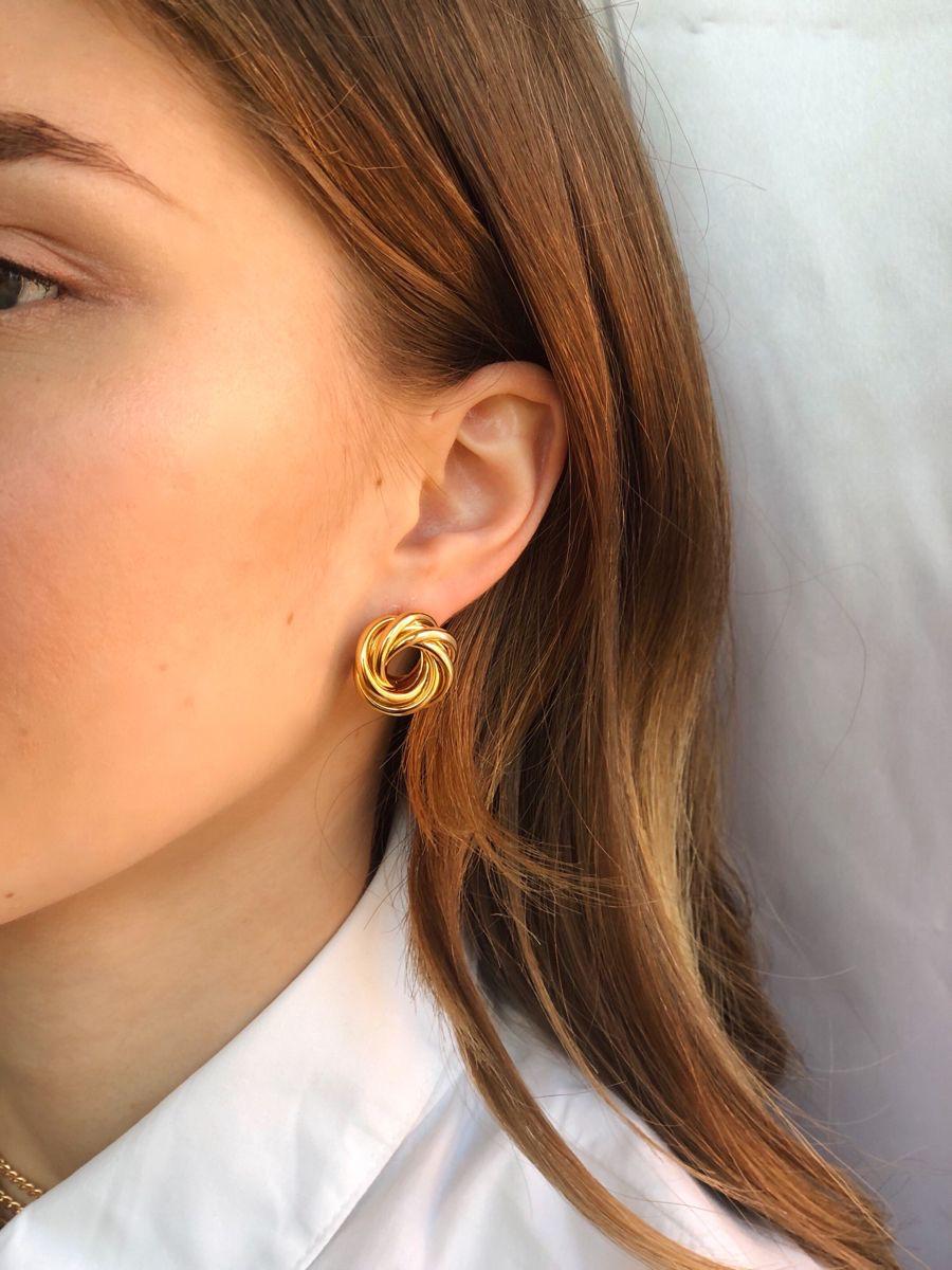Round Twist Gold-Plated Earrings