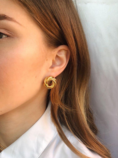 Round Twist Gold-Plated Earrings