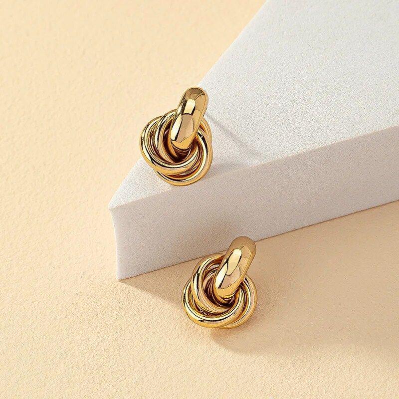 Ring Knot Gold-Plated Earrings