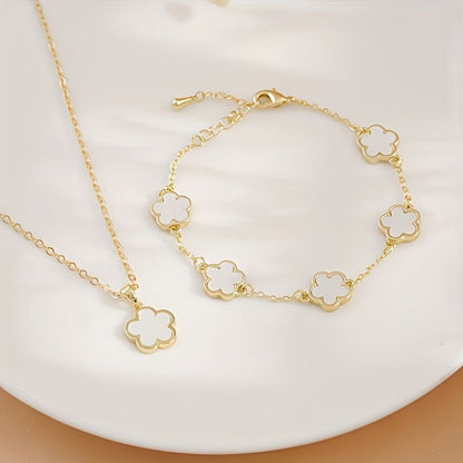 Clover Gold-Plated Bracelet | Pearl White